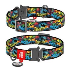 Ошейник WAUDOG Nylon с рисунком "Бэтмен Яркий", металлическая пряжка-фастекс (ширина 25 мм, длина 35-58 см)