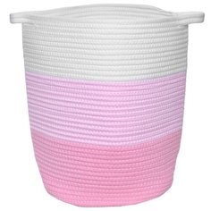 Корзина для белья веревочная трехцветная. Хлопковая. Rope Basket. Бело-розовый Nesh