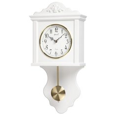 Часы настенные деревянные белые большие с маятником Granat GB 1792-10 размер 25,3х53,2 см Гранат