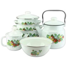 Набор посуды Эмаль Лесная ягода 2-3027/4 9 пр. белый