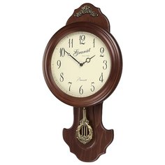 Часы настенные деревянные большие с маятником Granat GB 16319 цвет тёмный орех размер 29,1х55 см Гранат