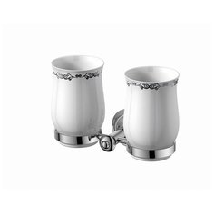 Стакан ASTOR для зубных щеток (2шт), керамический с двойным держателем, хром, Sapho (1325-05)