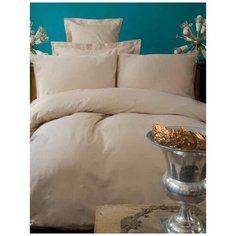 Постельное белье сатин DE LUX SIMPLY бежевый семейное, ISSIMO