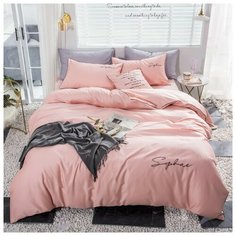 Комплект постельного белья Mency Light pink 2-х спальный, Жатка, наволочки 70х70