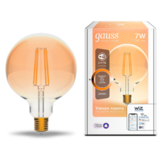 Умная Wi-Fi лампочка Gauss Smart Home Filament G95 7W 740лм E27 управление голосом/смартфоном, диммируемая