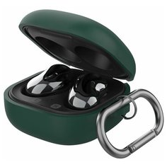 Силиконовый чехол с карабином для Samsung Galaxy Buds Live / Buds Pro, зеленый Deppa