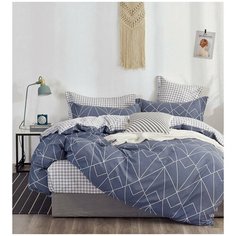 Комплект постельного белья Миланика "Вектор", 2-спальный с простыней Евро, Сатин-твил 100% хлопок, наволочки 70х70-2 шт. 50х70-2шт. Milanika