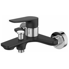 Смеситель для ванны DEVIDA серия VIVA-NERO с литым корпусом-изливом и кнопочным дивертором, черный DVS0824-11N