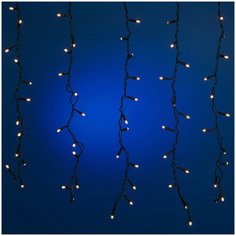 Гирлянда Snowmen "Сосулька", наружная, гидроизоляция, 192 лампочки, зеленый провод, белый, без подключения к электропитанию, 2х0,6 м (Е70302)