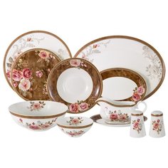 Обеденный сервиз Anna Lafarg Emily "Английская роза" 27 предметов на 6 персон (AL-M2188_27-E9)