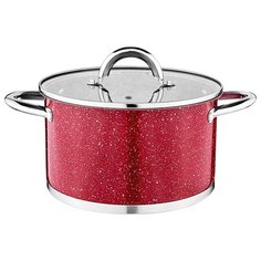 Кастрюля Agness со стеклянной крышкой, нерж.сталь, серия red marble 2,5л 18х10,5 см (937-321)