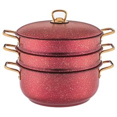 Кастрюля-мантоварка Agness Red Qeen 26х12/26х7,2/26х7,2 см, с трехслойным покрытием Granit, Pfoa Free (936-133)