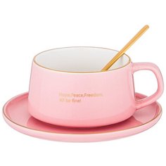 Чайная пара с ложкой Lefard Break Time 240 мл пудровая (756-255)