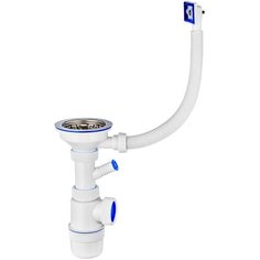 Сифон для моек ЭЛИТ с нержавеющей чашкой D112 мм, отводом для ст. м. и переливом (1 1/2 - D40 мм), VIRPlast (Россия), арт 30986176