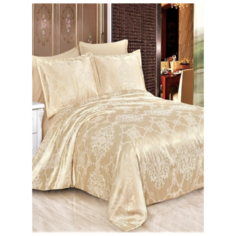 Комплект постельного белья Миланика, Карамель, Семейный, Сатин-жаккард, Хлопок, наволочки 70х70 2 шт. 50х70 2 шт. Milanika