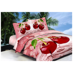 Комплект постельного белья Миланика Спелая вишня, 2-спальный, сатин 100% хлопок, наволочки 70х70 2 шт. Milanika