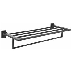 Полотенцедержатель с полкой черный матовый Rose RG1608H