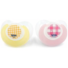 WeeBaby набор ортодонт. Сосок-Пустышек TREND, 2 шт.в контейнере, с рождения, Розовый - Желтый