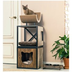 Модульный комплекс Maisonnette "Лофт" с домиком, когтеточкой и лежанкой