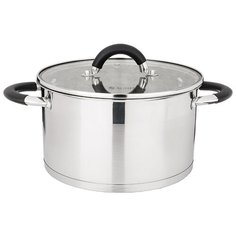 Кастрюля Agness со стеклянной крышкой, нерж.сталь, серия midnight 4,6л 22х12,5 см (937-303)