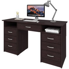 Письменный стол СитиМебель с 6 ящиками и дополнительным ящиком под столешницей, ШхГ: 140х50 см, цвет: венге цаво