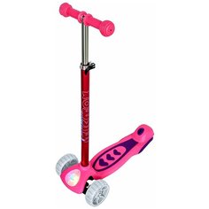 Самокат 3-х колесный светящиеся колеса розовый, C33750-1 Hawk