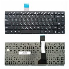 Клавиатура для ноутбука Asus K46CM, S46C, K46C, K46, 46CB, K46CA, S46 Series. Плоский Enter. Черная, без рамки. PN: 0KNB0-4104RU00 Top On