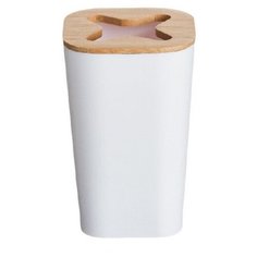 Стакан для зубных щеток Dcasa Bamboo, белый/дерево