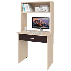 Письменный стол СитиМебель с ящиком под столешницей и надстройкой, ШхГ: 80х50 см, цвет: дуб молочный/венге цаво