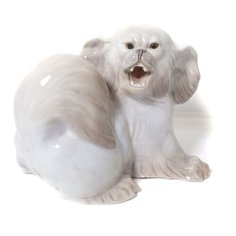 Фарфоровая фигура "Разозлённая собака породы пекинес". Royal Copenhagen