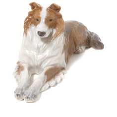 Фарфоровая фигура "Лежащая собака породы колли". Royal Copenhagen