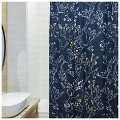 Штора для ванной с принтом Лесные кружева Russian North, 180х200 см Tkano