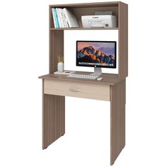 Письменный стол СитиМебель с ящиком под столешницей и надстройкой, ШхГ: 80х50 см, цвет: ясень шимо темный/ясень шимо светлый