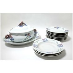 Фарфоровый сервиз для обеда. Ирисы, модерн. Rorstrand, Alf Wallander, 1897 год. Ручная работа