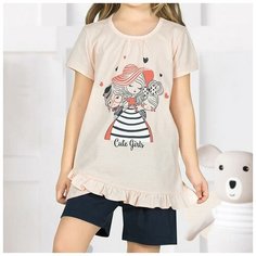 Домашний костюм для девочек (шорты) 42831 OZKAN, Размер: 5/6, Цвет: Пудра, 1 шт. в упаковке