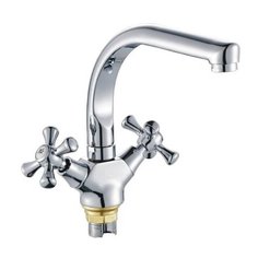 CRON Смеситель для кухни (мойки) с высоким поворотным изливом двухрычажный, хромированный CN4742