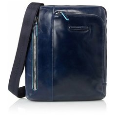 Мужская вертикальная сумка с плечевым ремнем Piquadro Blue Square синяя