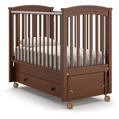 Кроватка Nuovita Perla Solo (качалка), продольный маятник темный орех