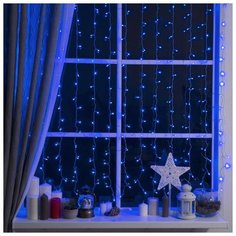 Гирлянда Luazon Lighting "Занавес", УМС вилка 2*1, 5 м, LED-360-220V, 8 режимов, нить прозрачная, свечение синее (1080463)