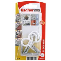 Дюбель для полнотелых материалов fischer SX 6X30 с полукруглым крюком,4шт.