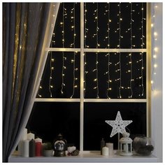 Гирлянда Luazon Lighting "Занавес", УМС вилка 1, 5*1 м, LED-180-220V, 8 режимов, нить прозрачная, свечение теплое белое (3584223)