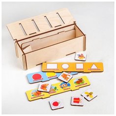 Деревянный сортер Лесная мастерская "Ассоциации" 4 карточки, 16 фишек (4276014)