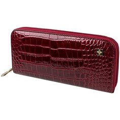 Портмоне на молнии Dimanche "Вишневый крокодил" 21056, натуральная кожа