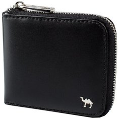 Кошелек на молнии Dimanche "Camel" премиум черный 122/K, натуральная кожа