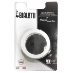3 уплотнителя + 1 Фильтр Bialetti для кофеварки Moka Induction на 3 чашки