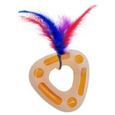 HOMECAT 25х7 см игрушка для кошек трек треугольный пластиковый с мячиком и перьями на пружине