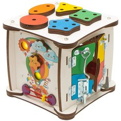 Бизиборд кубик Evotoys Семицвет, 20x20x20 см (свет)