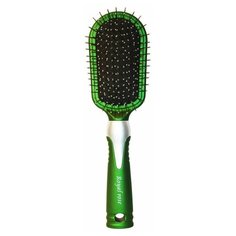 Расческа массажная, длина 245 мм, с металлическими зубцами зеленая Royal Rose