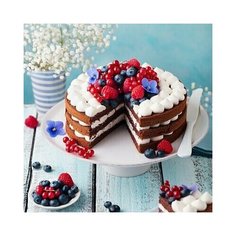 Алмазная мозаика "Вкусный ягодный торт" Рыжий кот