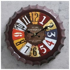 Часы настенные, серия: Интерьер, "Крышка", цветные цифры, d=25 см, плавный ход 3620904 Сима ленд